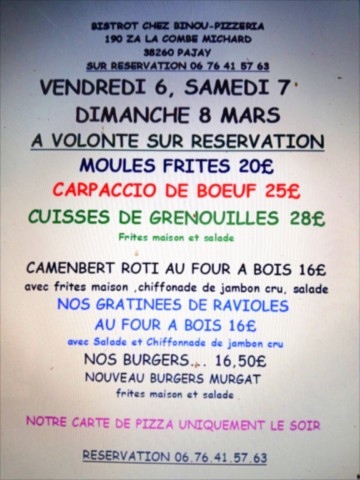 Menu  Week-end 
