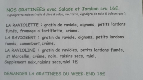 Menu gratinées Menu gratinées